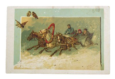 Открытка " Тройка ". Н. Каразин. Из коллекции С. Фортинского. До 1917 г.