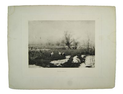 С. Святославский. " Начало весны ". Литография. Конец 19 в. Большой формат.