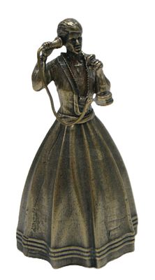 Колокольчик коллекционный " Барышня с телефоном ". Бронза. 20 в.