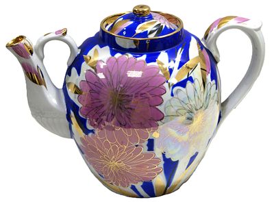 Чайник для кипятка " Хризантемы. Очень большой. Ручная авторская роспись. Фарфор. Дулево. 1970-е гг.