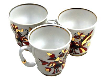 Чашки кофейные " Жар-Птицы ". 3 шт. Фарфор. Императорский завод, Петербург. 2000-е гг