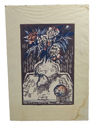 Надежда Бом-Григорьева. " Натюрморт ". Тушь, бумага. 1947 год. Надежда Сергеевна Бом-Григорьева 