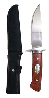 Нож охотничий коллекционный. Коламбия, США. Деревянная ручка с перламутровой вставкой. 1980-е гг.