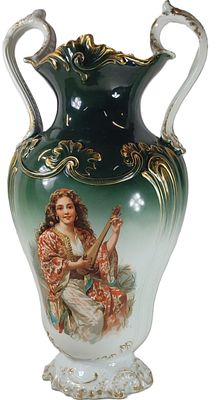 Ваза каминная. Фарфор, живопись. Фабрика Гарднера в Москве. 19 век. h=40 см.