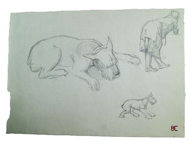 Владимир Смирин. " Терьеры ". Карандаш, бумага. Лист из альбома. 1980-е гг.
. Владимир (Вадим) 