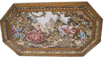 Гобелен " Сцена в саду ". В восьмиугольной раме. Германия. Середина 20 в. размер: 140х80 см