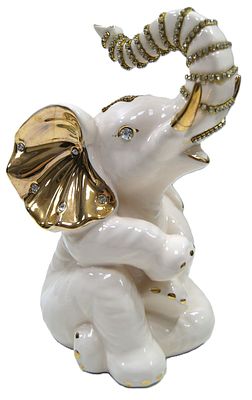 Фигурка " Сидящий белый слон ". Фарфор. 1990-е гг.