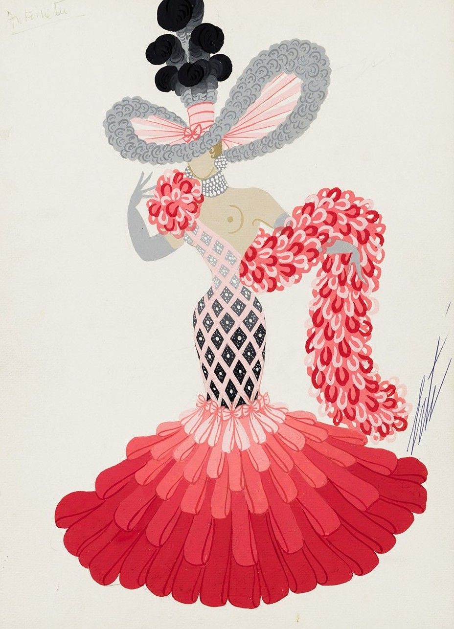 Tyrtov Roman Petrovich (Erte) - A sketch for costume design for a cabaret show. Year: 1950s 