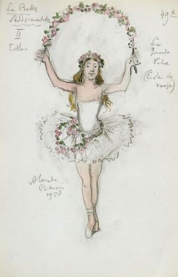 Бенуа А.Н. - Вальсирующая танцовщица. Год: 1953 г. Размер: 24,5х15,9. Техника: Бумага, смешанная 