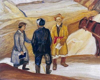 Гиппиус Т.А. - Организация колхоза в Средней Азии. Год: 1932 - 1936 гг. Размер: 42,5х55,5. Техника: 