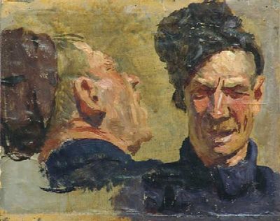 Герасимов С.В. - Два этюда мужской головы. Размер: 30х36,7. 
Техника: Картон, масло. 
Описание: 