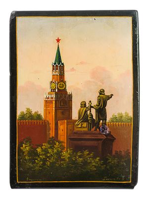 * Терентьева З. - Шкатулка &laquo;Минин и Пожарский&raquo;. Год: 1955 г. Размер: 15,5х11,5х4,5. 