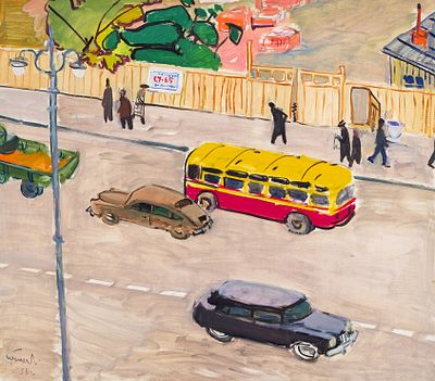 Поляков В.И. - Московская улочка. Год: 1958 г. Размер: 79х90. Техника: Холст, масло. Описание: 