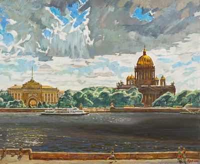 Яркин В.П. - Адмиралтейская набережная. Санкт-Петербург. Размер: 75х90. Техника: Холст, масло. 