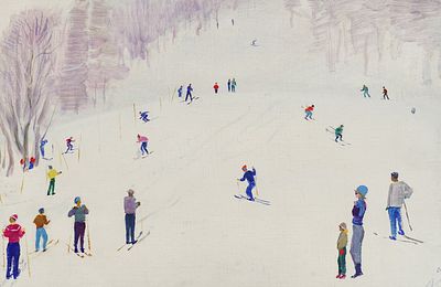 Костромитин А.Н. - Лыжники. Воскресный день. Год: 1966 г. Размер: 40х60. Техника: Холст на картоне 