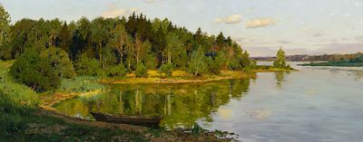 Брусилов С.А. - В вечерней тишине. Год: 2019 г. Размер: 40х100. Техника: Холст, масло. Описание: 