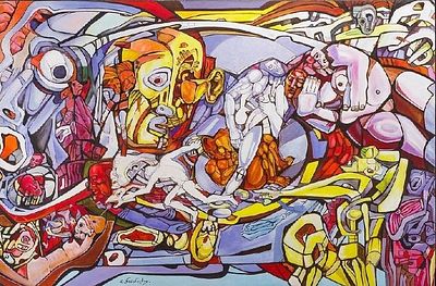 Неизвестный Э.И. - Апокалипсис. Год: 1980-е гг. Размер: 118х178. Техника: Холст, акрил, масло. 