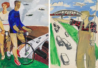 Назаренко Т.Г. - Спортсмены. Рабочий. Двусторонняя работа. Размер: 60х40. Техника: Картон, гуашь. 