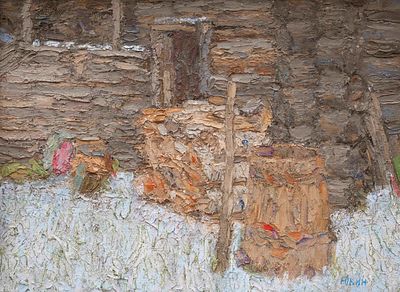 Юкин В.Я. - Выпал снег. Год: 1961 г. 
Размер: 35х47. 
Техника: Оргалит, масло. 
Описание: 