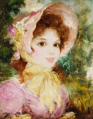 Гонтерхази И.Х. - Девочка с цветочным венком. Размер: 30х24. Техника: Холст, масло. Описание: 