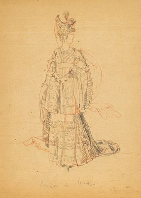 Бенуа А.Н. - Театральный эскиз к балету Мориса Равеля "Болеро". Женский костюм. Год: 