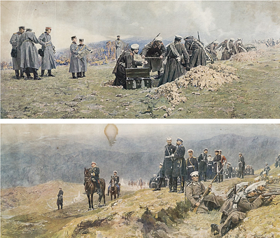 Вешин Я.Ф. - Диптих. Оборона Шипкинского перевала. Размер: 27х63. Техника: Печать. Описание: 