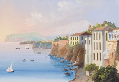 Западная Европа. - Побережье Амальфи. Италия. Размер: 18,8х27 (в свету). Техника: Бумага на 