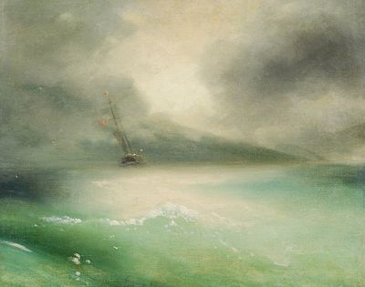 Костанди Х.Д. - Парусник в море. Год: Первая четверть ХХ века. Размер: 48,5х62,5. Техника: Холст 