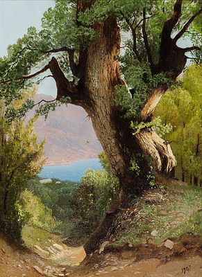 Мещерский А.И. - Вид в окрестностях Ялты. Размер: 62,7х44,8. Техника: Холст, масло. Описание: Дата 