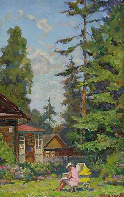 Фролов Ю.Л. - Теплый день. Год: 1957 г. Размер: 48х30. Техника: Холст, масло. Описание: Подпись 