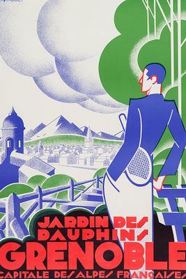 Горде Г. - Сад дельфинов. Гренобль. Год: 1970-е гг. Репродукция плаката 1930 г. Размер: 87х61 (в 