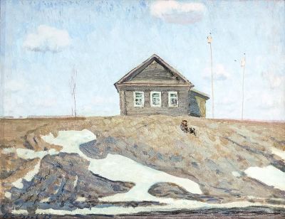 Сидоров В.М. - Последний сходит снег. Год: 1959 г.Размер: 52x63Техника: Картон, маслоПодпись и 