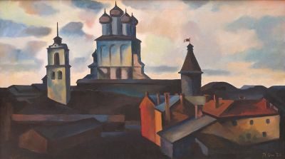 Оссовский П.П. - Псков. Год: 1974 г.Размер: 58х98Техника: Холст, маслоПодпись и дата внизу справа.