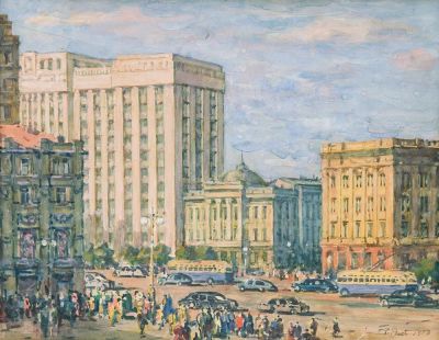 Рыбченков Б.Ф. - Москва. Дом Союзов. Год: 1953 г.Размер: 28х34Техника: Бумага, смешанная 