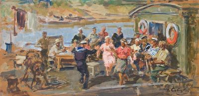 Савицкий Г.К. - Этюд к картине "Волгари". Год: 1947 г.Размер: 31х58Техника: Холст 