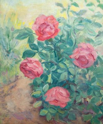 Кузнецов П.В. - Розы на кусте. Год: 1948 г.Размер: 54x45Техника: Холст, маслоПодпись внизу слева. 