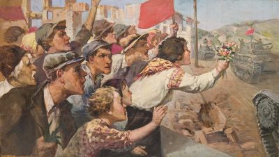 Пискарев П.А. - Встреча. Год: 1946 г.Размер: 80х135Техника: Холст, масло