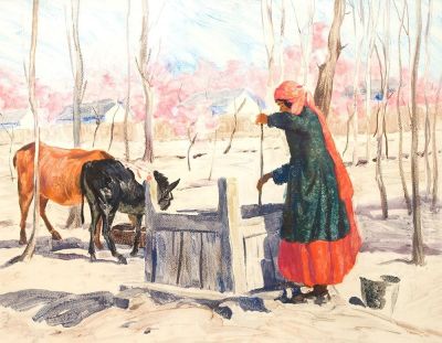 Боровский Д.Б. - Вода. Казахстан. Год: 1956 г.Размер: 50&times;63Техника: Бумага, монотипия