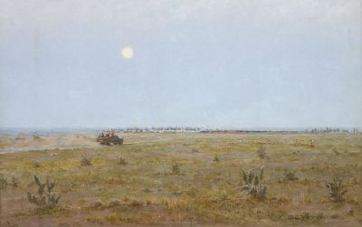 Карахан Н.Г. - Дорога в Самарканд. Год: 1951 г.Размер: 65х100Техника: Холст, маслоПодпись и дата 