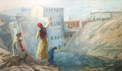 Григорьянц К.Г. - Мы построили Салар-ГЭС в 1944 году. Год: 1944 г.Размер: 80x110Техника: Холст 