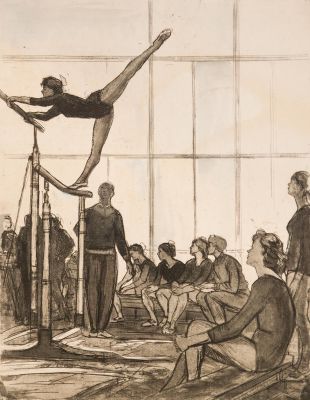 Ройтер М.Г. - На брусьях. Год: 1961 г.Размер: 62х50Техника: ОфортПодпись и дата внизу справа.