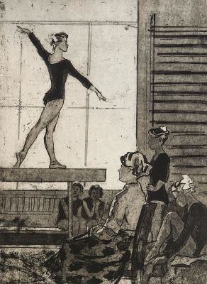 Ройтер М.Г. - Гимнастки на тренировке. Год: 1966 г.Размер: 58х43Техника: ОфортПодпись и дата внизу 