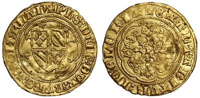 Belgium, Flanders, Philip II the Bold (1384-1405) gold Quarter-Noble. Belgium, Flanders, Philip 