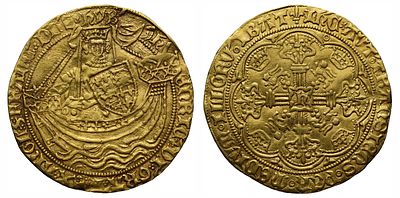 Henry VI, first reign, gold Noble, Tower mint, Annulet Issue, mm lis. Henry VI, first reign 