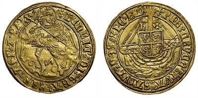 Henry VII gold Angel, type IV, mint mark crosslet. Henry VII (1485-1509), gold Angel of six 