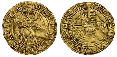 Henry VII gold Angel, type IV, mint mark crosslet. Henry VII (1485-1509), gold Angel of six 