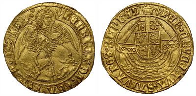 Henry VII gold Angel, type V, mint mark pheon. Henry VII (1485-1509), gold Angel of six 