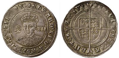 Edward VI silver Shilling. Edward VI (1547-53), fine silver Shilling, third period (1551-53) 