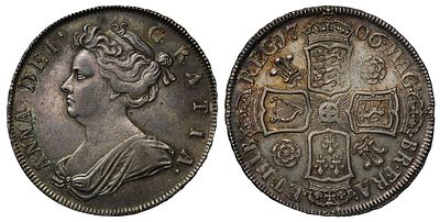 Anne 1706 silver Halfcrown, Pre-Union, roses and plumes, edge QVINTO. Anne (1702-14), silver 