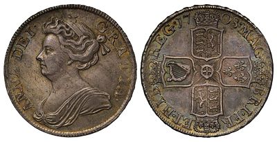 Anne 1708 silver Halfcrown, 2nd bust, edge SEPTIMO. Anne (1702-14), silver Post-Union Halfcrown 